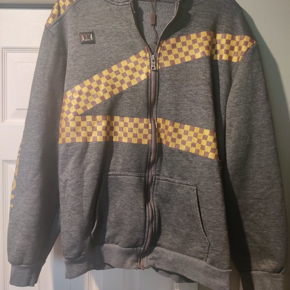 Louis Vuitton Men's XXL Classic Grey LV Logo Zip Up Sweashirt Hoodie